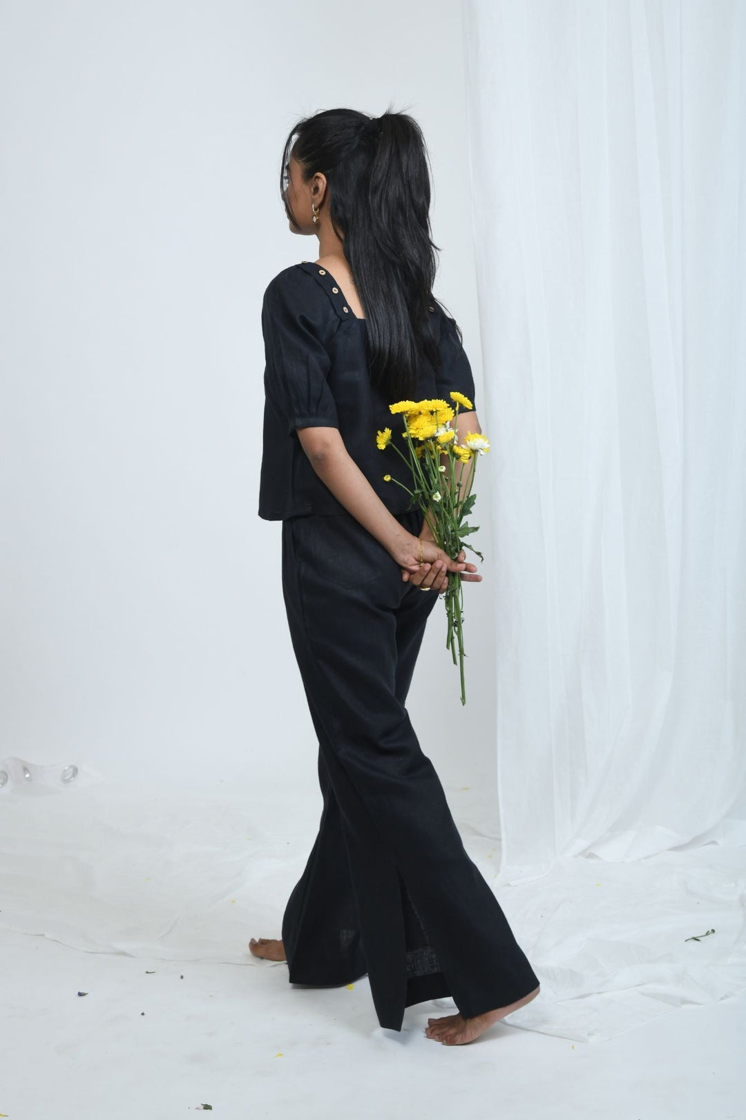 Pravaah Hemp Flared Pants with Side Detail | Truffle