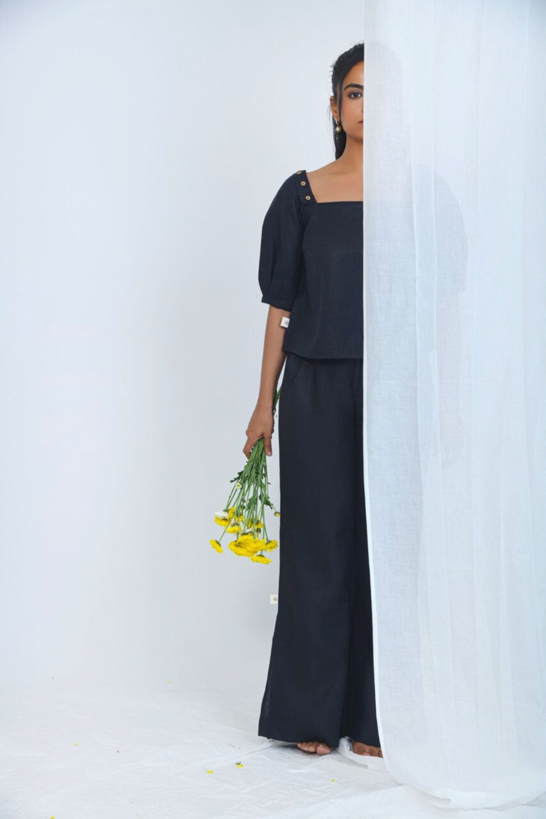 Pravaah Hemp Flared Pants with Side Detail | Truffle