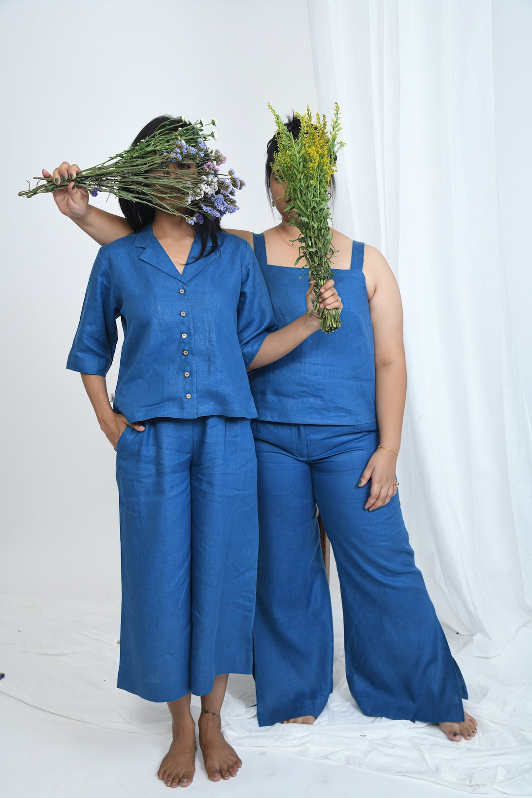 Pravaah Eco-Friendly Hemp Slit Flare Pants | Blueberry