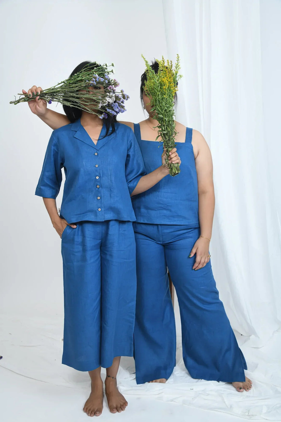 Pravaah Eco-Friendly Hemp Slit Flare Pants | Blueberry