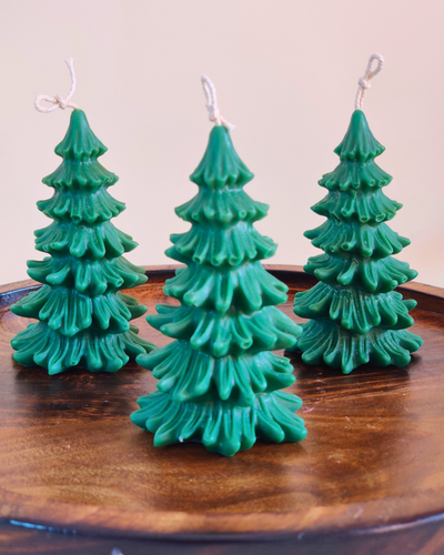 Mahogany & Teakwood Christmas Tree Candle – Hand-Poured Soy Wax, Perfect for Secret Santa