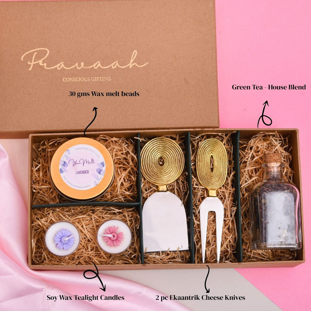 Pravaah Chhaaya - Eco - Conscious Gift Hamper with Tea, Light & Brassware - Suspire
