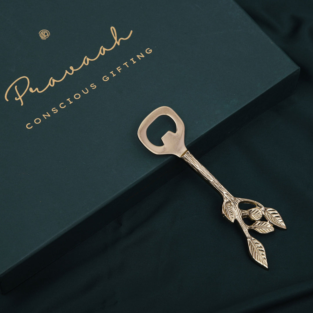 Pravaah Patram Bar Set, Solid Brass Handles, Luxury Gifting, Gold Finish - Suspire