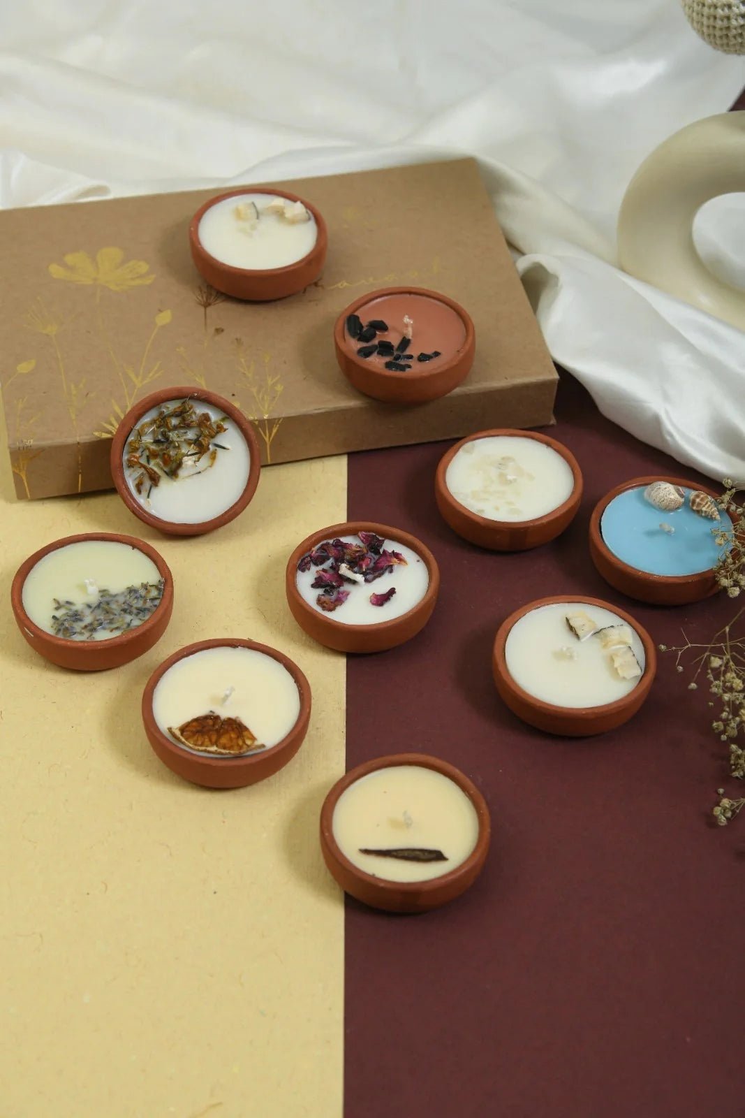 Pravaah Soy Wax Terracotta Candle Gift Set | 6 Scented Candle | Home Decor - Suspire