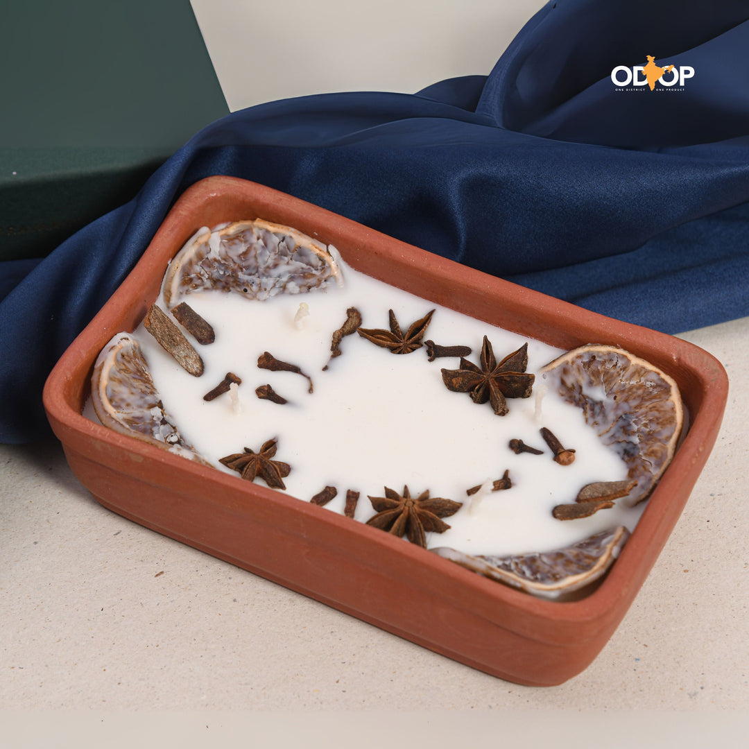 Pravaah Spice Route Hand Poured Soy Candle, 4 Wicks in Terracotta Bowl - Suspire