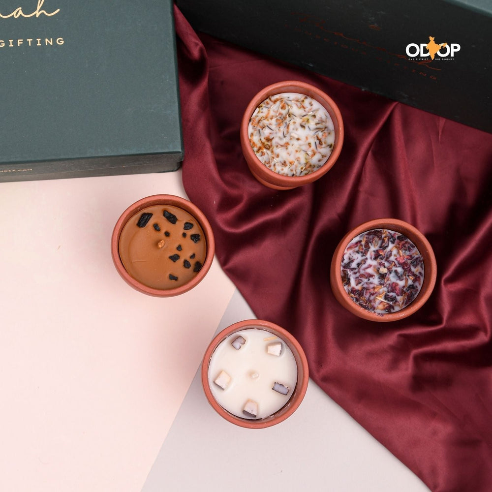 Pravaah Symphony of Scents – Soy Wax Terracotta Candle Gift Hamper | Eco-Friendly Luxury