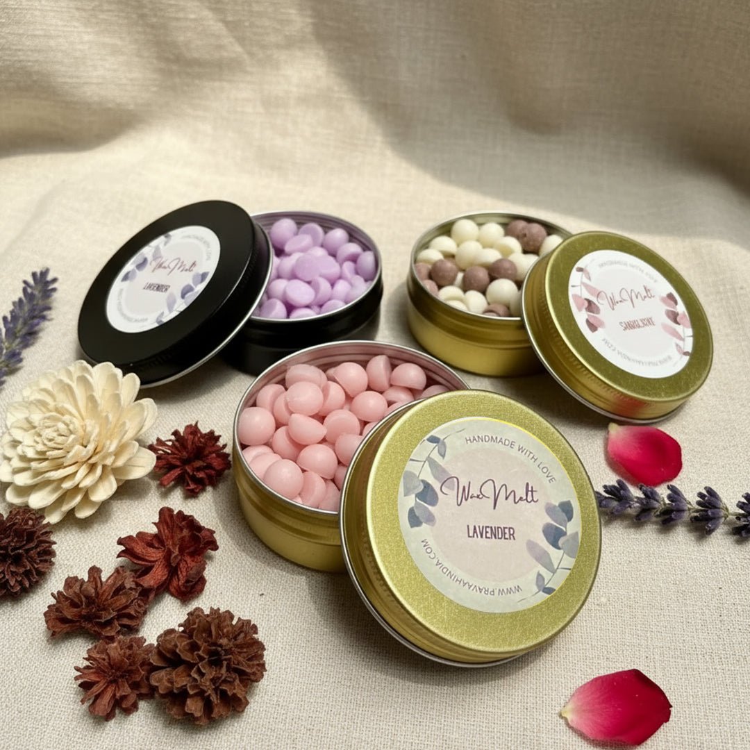 Pravaah Wax Melt Beads Combo | Cinnamon Vanilla, Lavender & Sandalwood Rose | Pure Soy Wax - Suspire