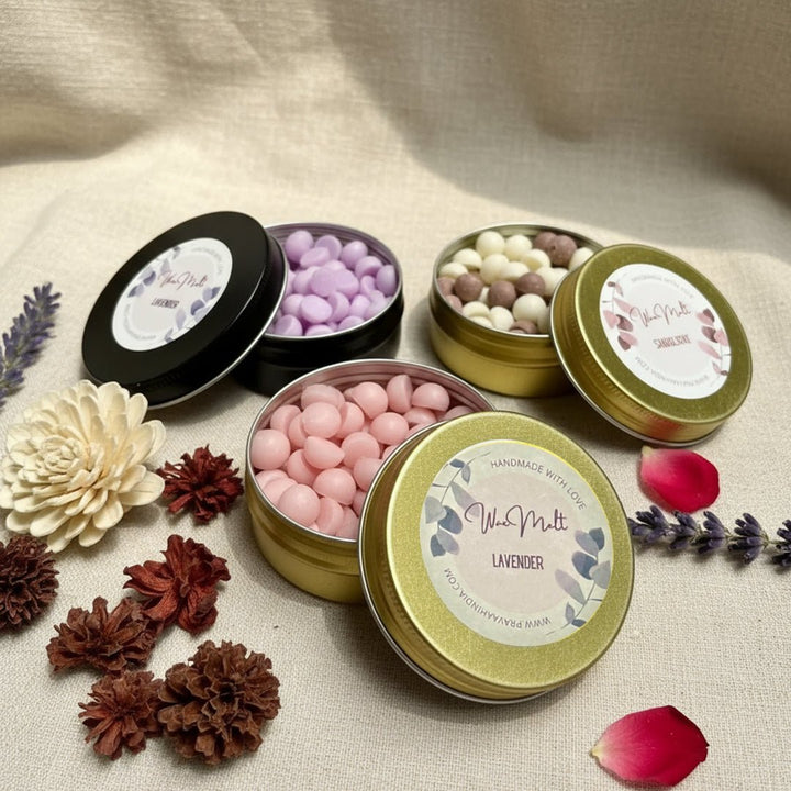 Pravaah Wax Melt Beads Combo | Cinnamon Vanilla, Lavender & Sandalwood Rose | Pure Soy Wax - Suspire