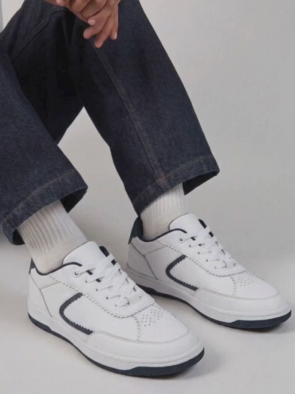 Flaire-Blue Textured Lace-Up Sneakers