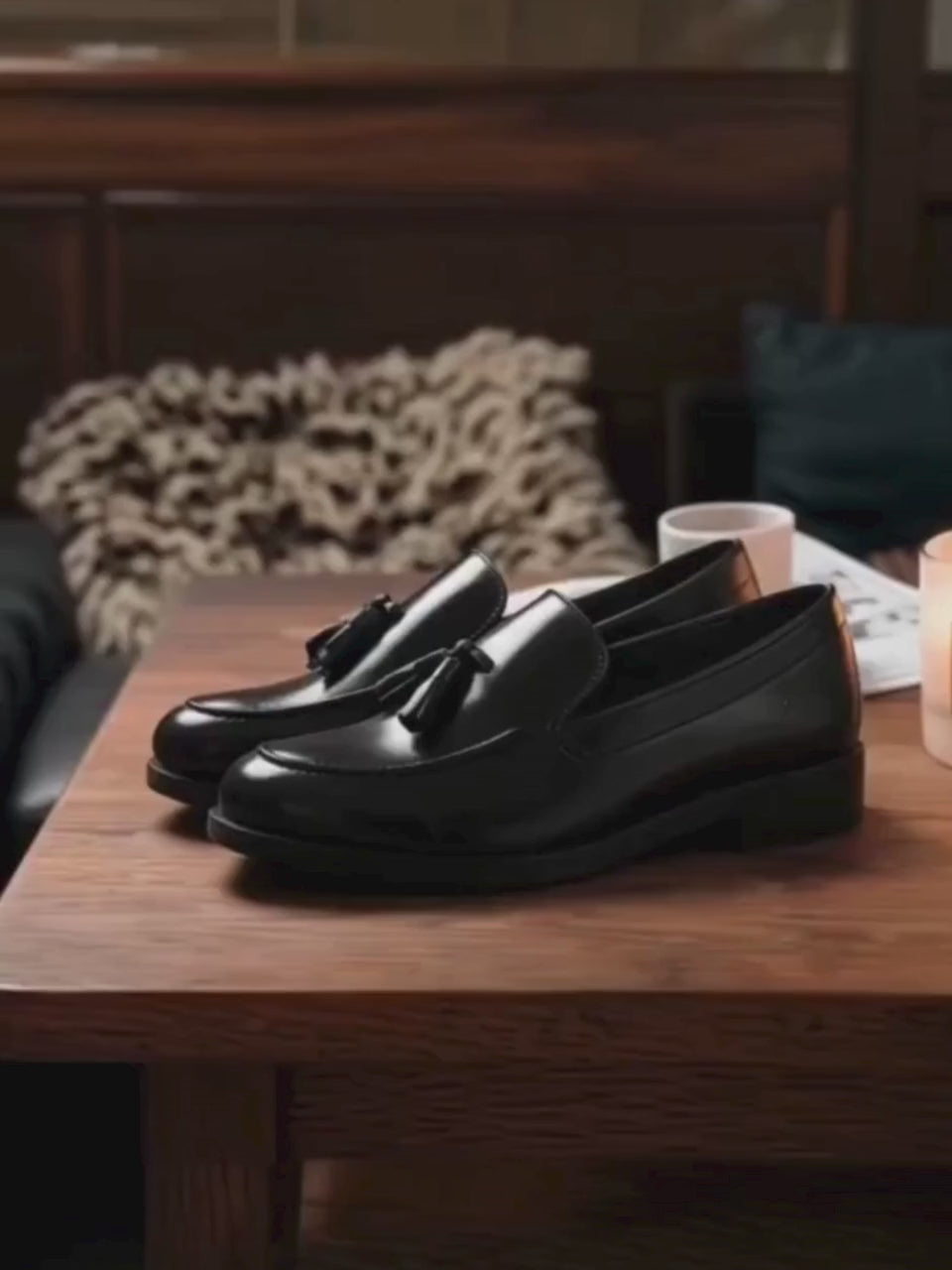 Tassio Black Tassel Loafers