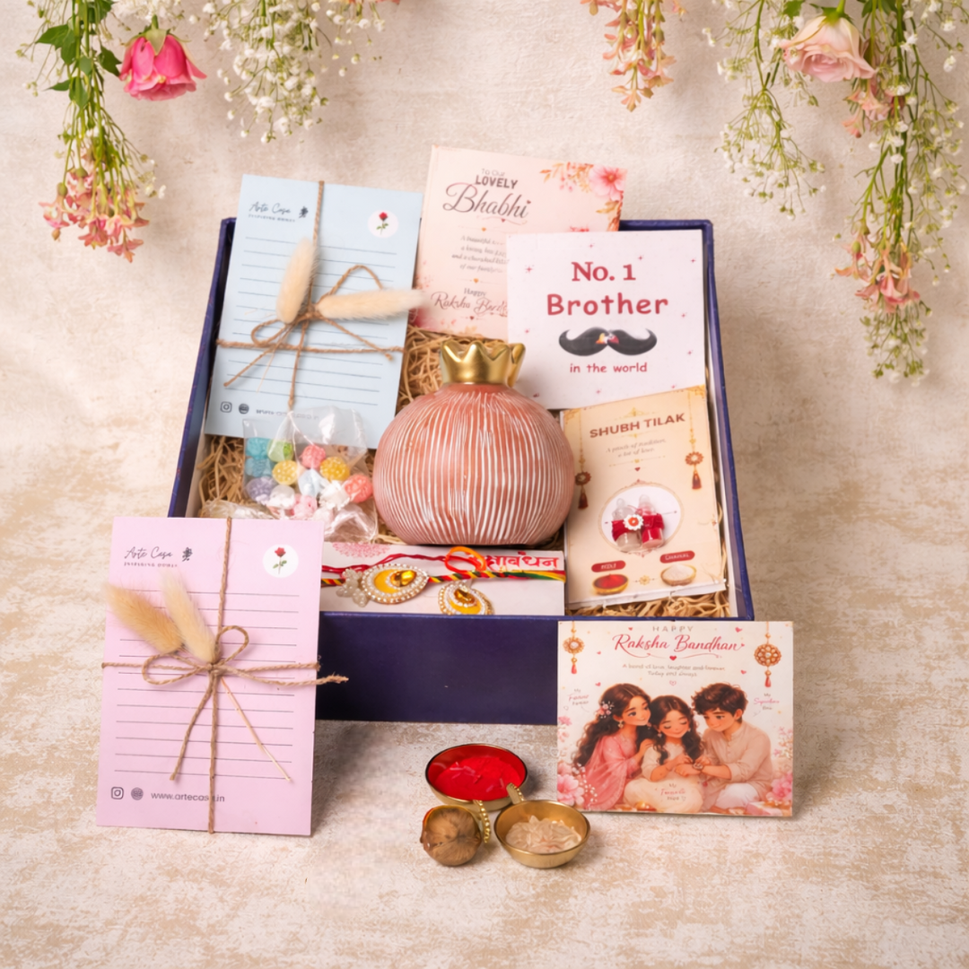 Artecasa Pomegranate Rakhi Gift Hamper | Premium Bhai Bhabhi Raksha Bandhan Gift Hamper
