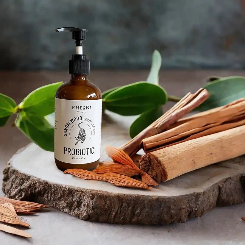Probiotic Sandalwood Body Lotion | Cure Acne, Dry Skin, and Irritation For All SKin Types⼁100% Natural Products⼁Massage For Nourishment and Moisturisation (250 ml) - Suspire