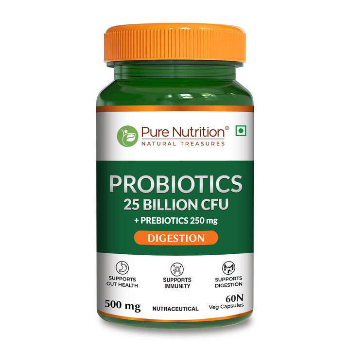 Probiotics 25 Billion CFU + Prebiotic 60 Veg Capsules | Gut & Immunity