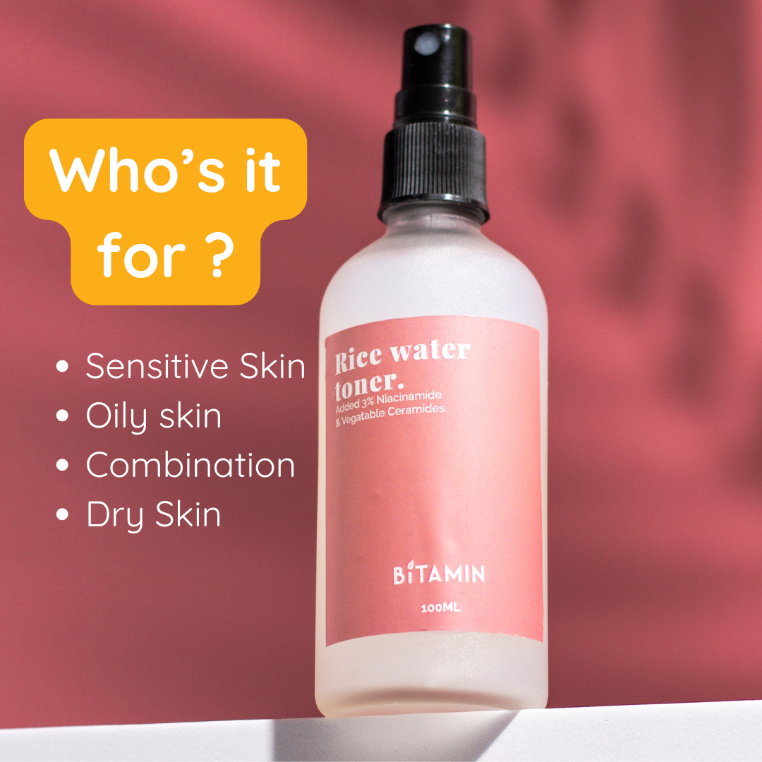 Bitamin 4% Niacinamide & Rice Water Toner, Ceramides,Liquorice Extract with 25% Rice Extract - 100ml