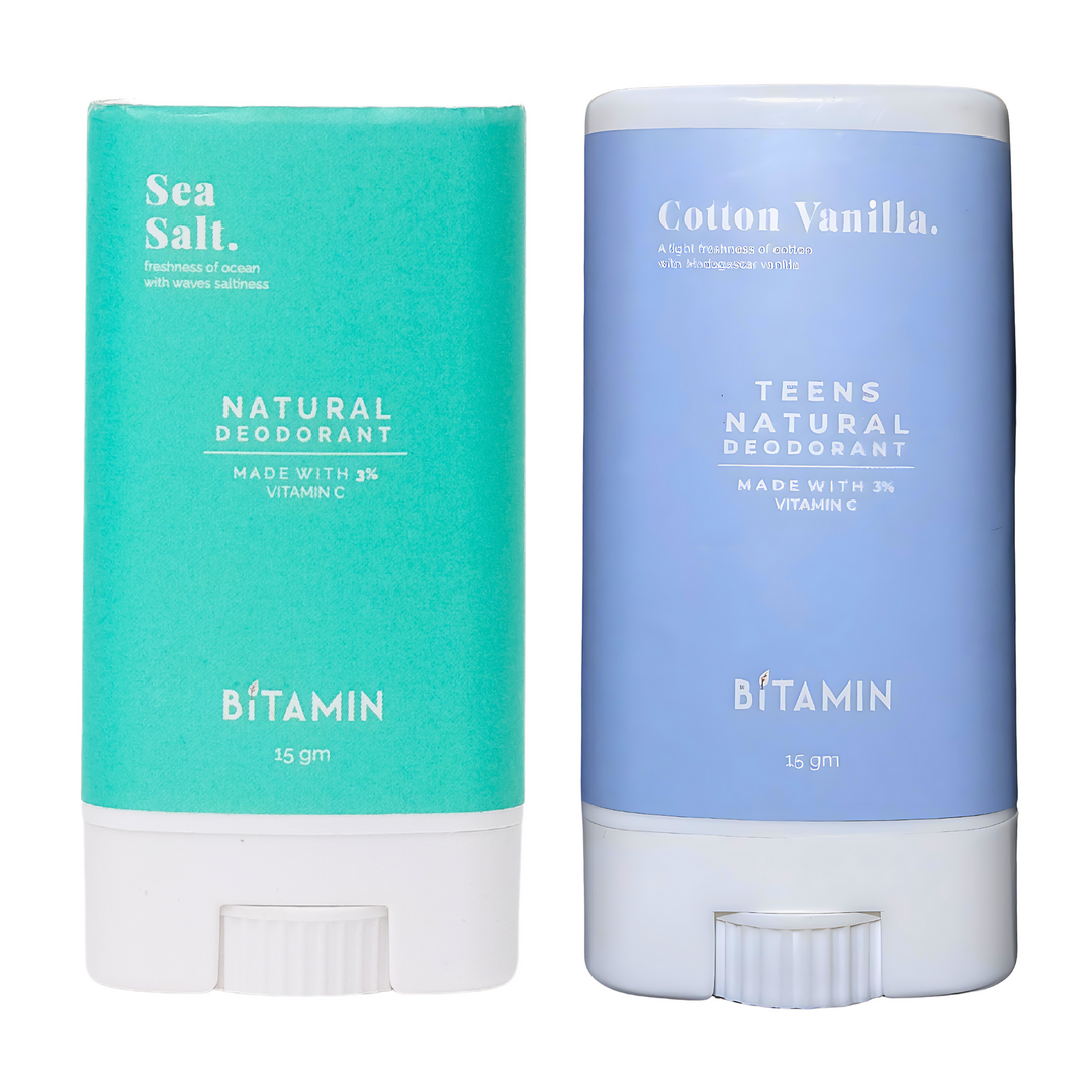 Bitamin Cotton Vanilla + Sea salt Teens Natural Deodorant - 15 Grams Each