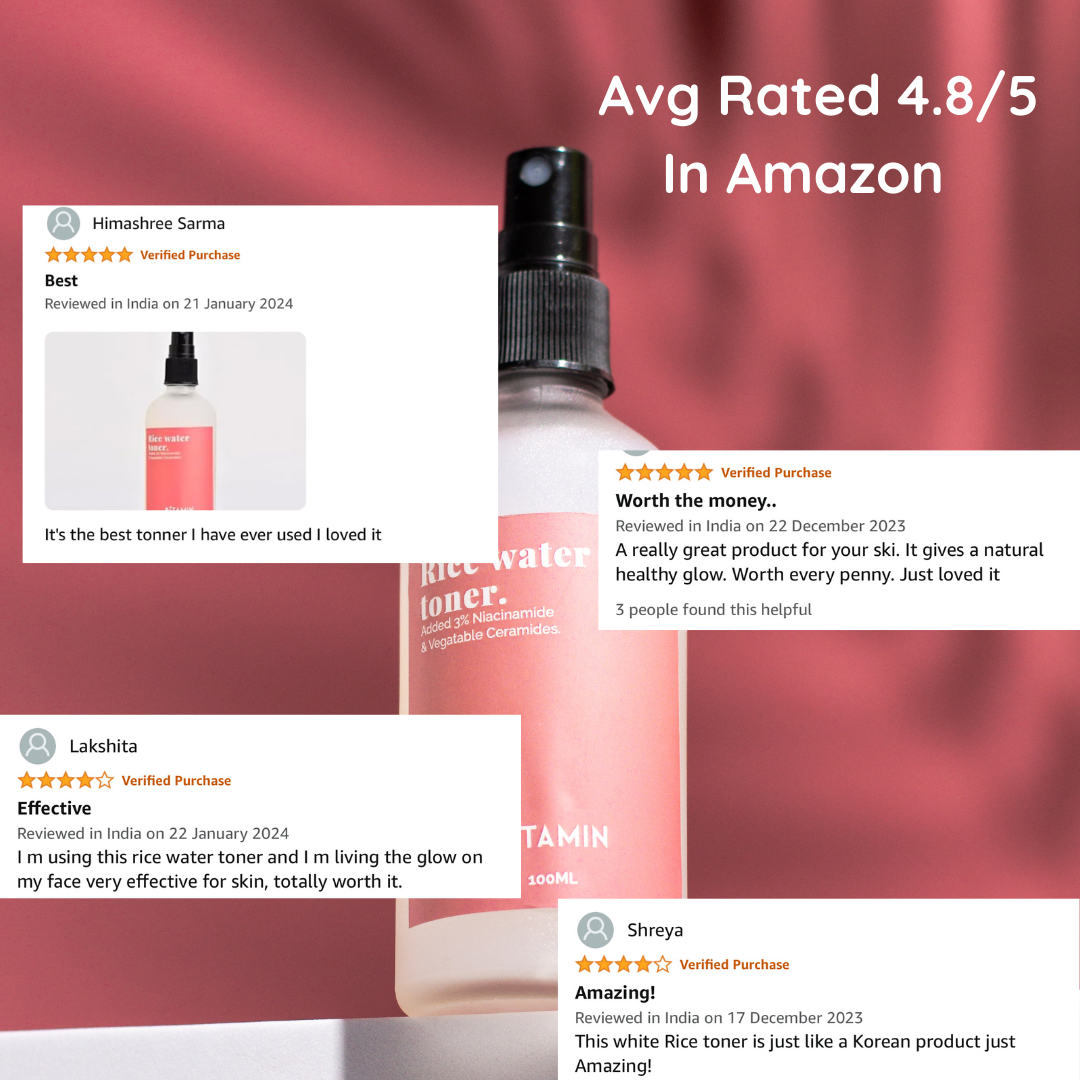 Bitamin 4% Niacinamide & Rice Water Toner, Ceramides,Liquorice Extract with 25% Rice Extract - 100ml