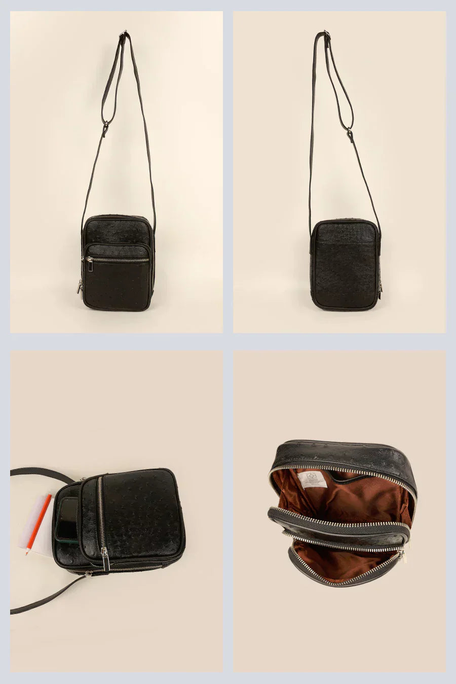 The House Of Ganges Men Letter Patch Vegan Leather Crossbody