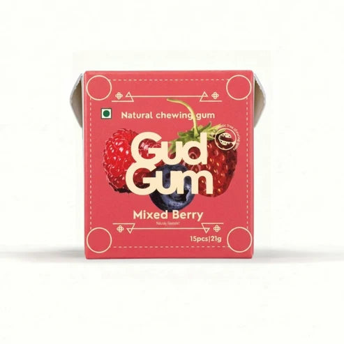 Gud Gum Mixed berry Chewing Gum (Pack of 4)