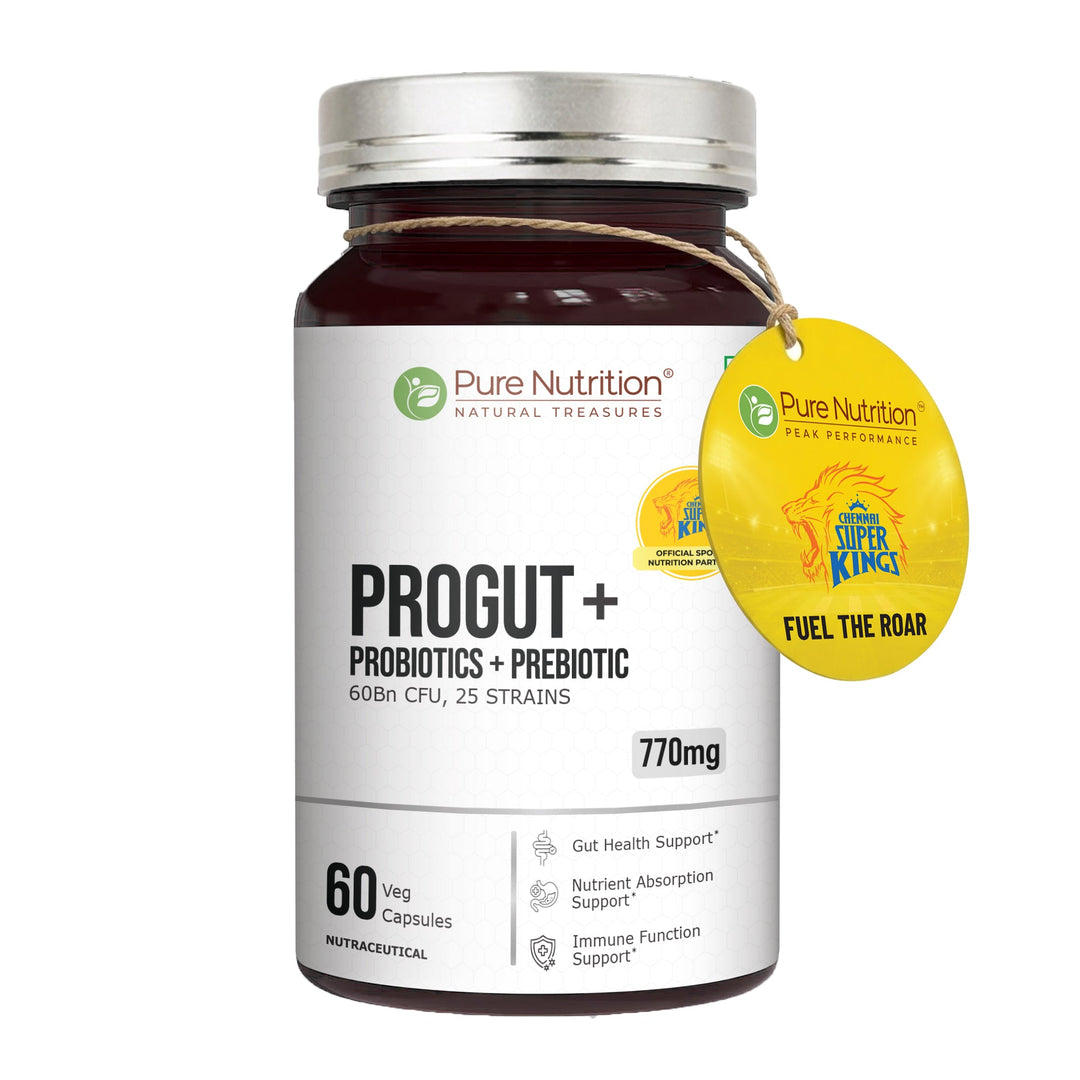 Pure Nutrition PROGUT+ Probiotics + Prebiotic 60 Billion CFU | 25 Strains | 60 Veg Capsules