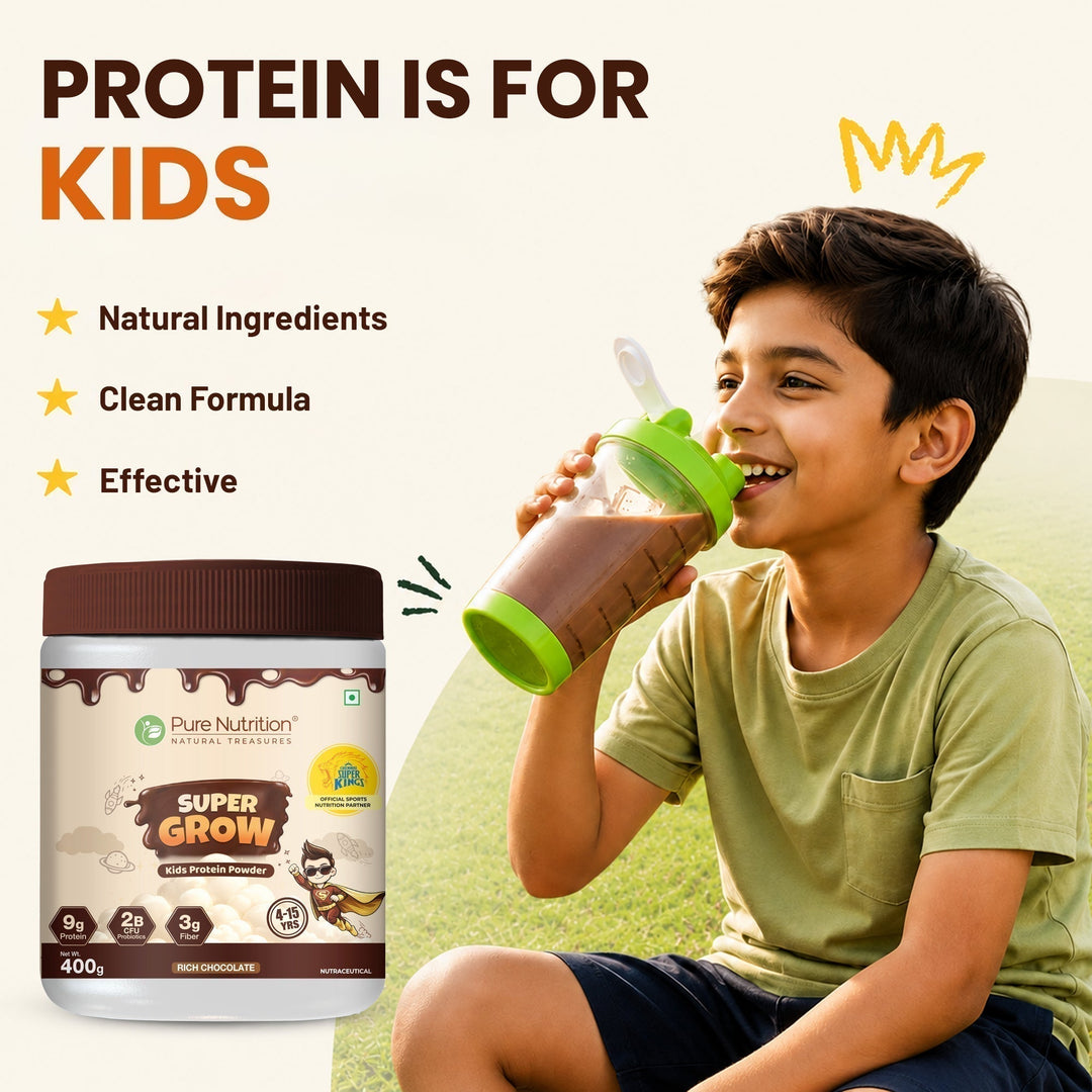 Super Grow Kids Protein Powder – Chocolate | Supports Growth & Development |400g
