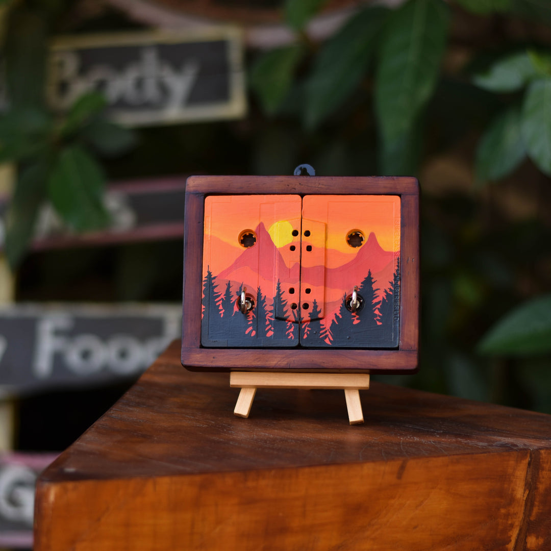 Scrapshala Sunset Mini Key Keyholder | Upcycled | Audio tapes |  Wanderlust | Handcrafted