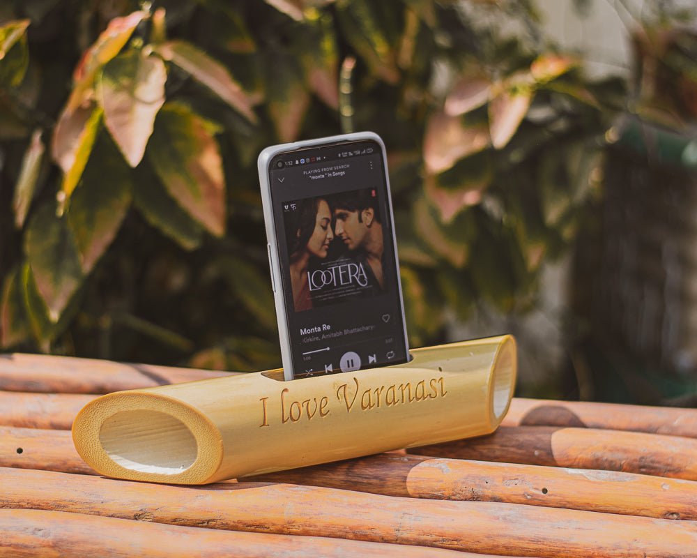 Bamboobeat sound amplifier | I Love Varanasi | Mobile Holder | Portable | Multipurpose