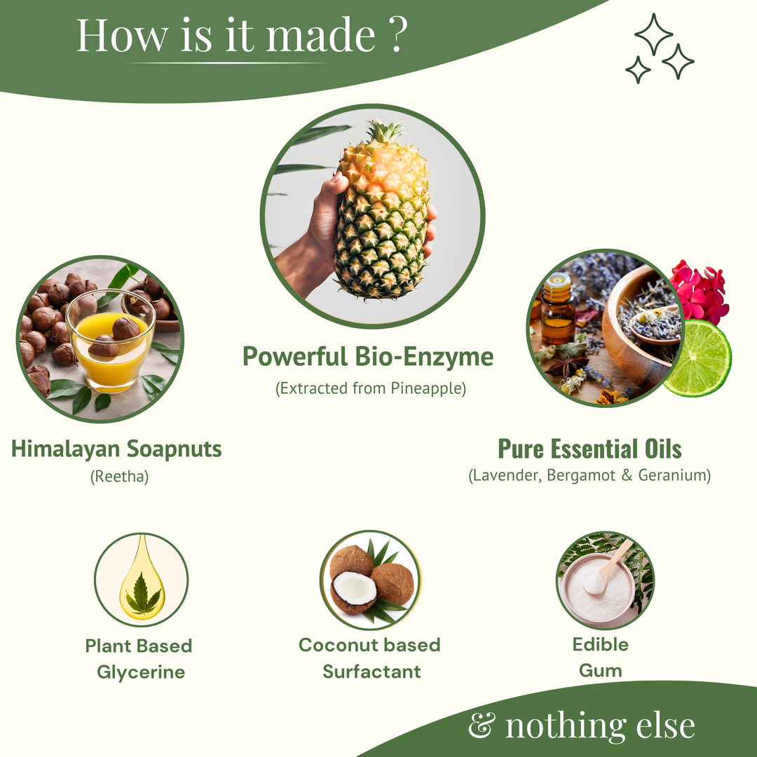 Forest Lab Laundry Liquid Detergent| Powered by Bio-Enzymes & Soapnuts | Pure Essential Oils - Lavender & Geranium