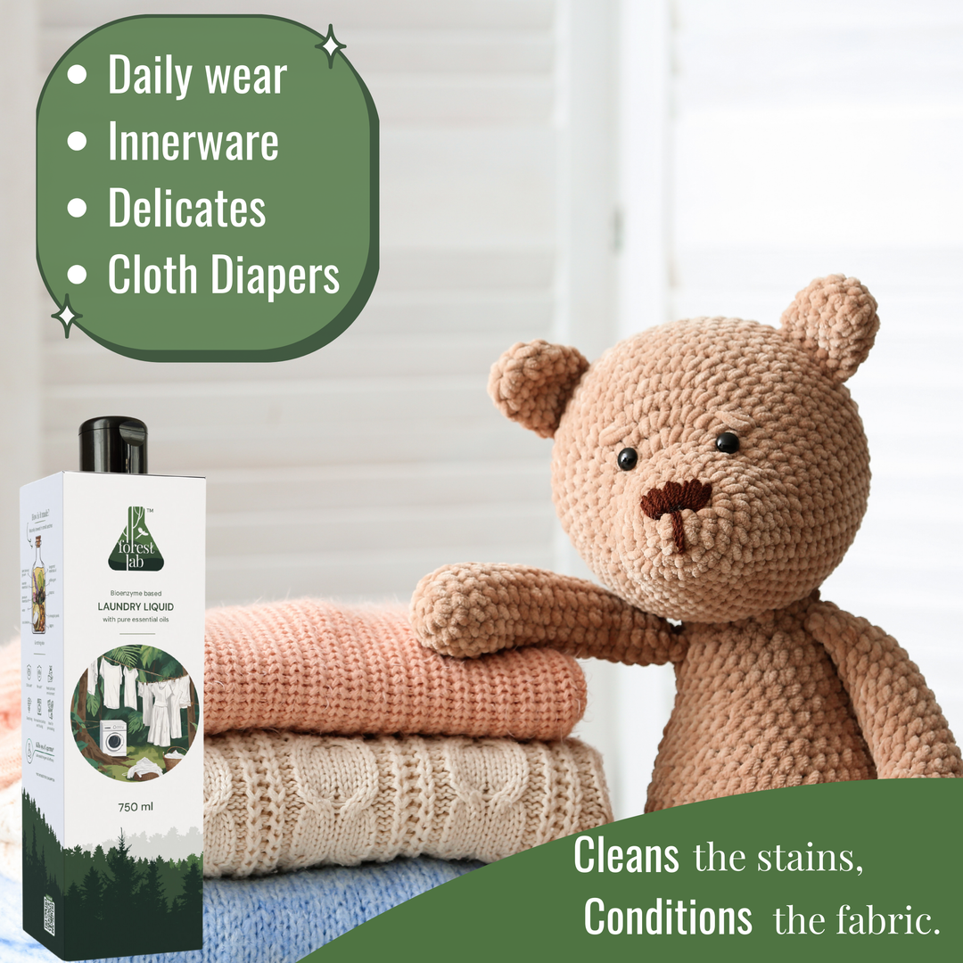 Forest Lab Laundry Liquid Detergent| Powered by Bio-Enzymes & Soapnuts | Pure Essential Oils - Lavender & Geranium