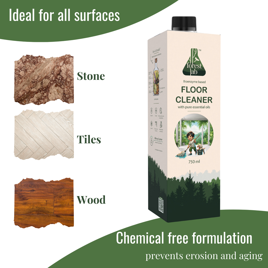 Forest Lab Natural Floor Cleaner | Organic & Herbal Floor Cleaner, Powered by Enzymes & Soapnut | Kills 99.9% germs | Baby & Pet Safe | Marble, Tiles, Wood & Granite Floor Cleaner