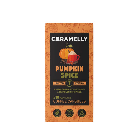 Caramelly Pumpkin Spice Nespresso Compatible Coffee Pods, 10 Pods Intensity - 7 | Medium Roast | Aluminium Coffee Capsules | No Added Sugar | 100% Arabica