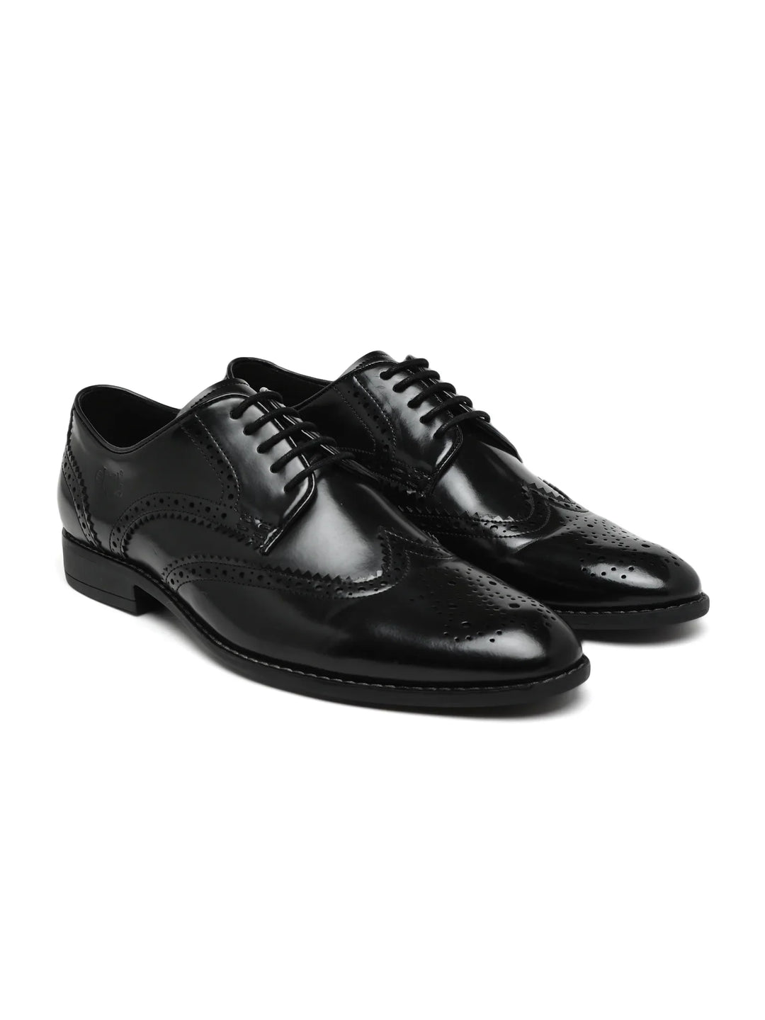 Winger Black Wingtip Brogue Derby Shoes