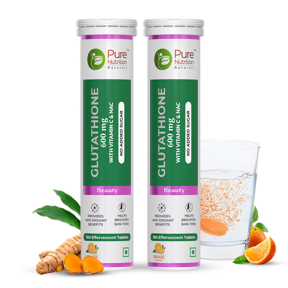 Glutathione 600mg with Vitamin C & Saffron  15 Effervescent Skin Glow Tablets