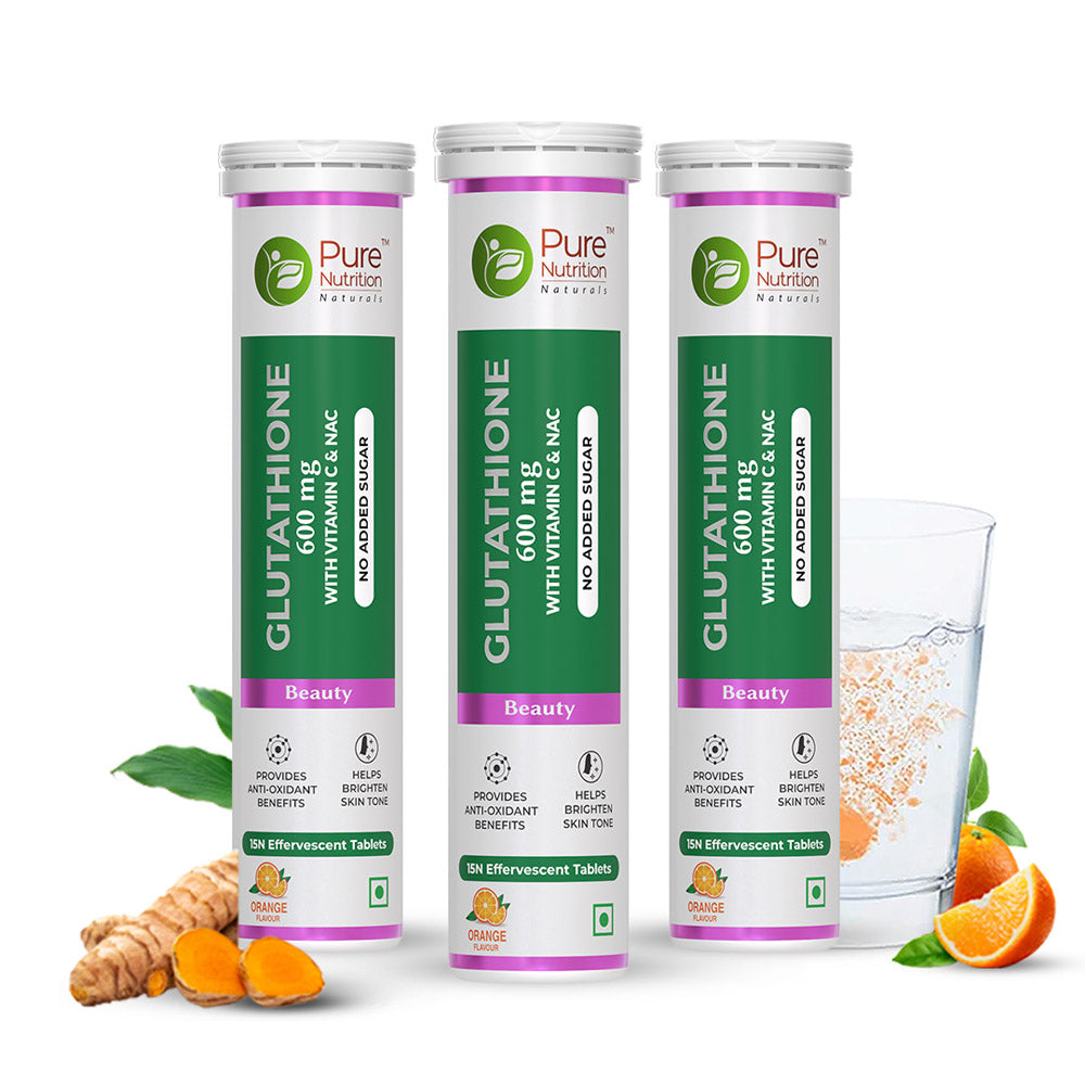 Glutathione 600mg with Vitamin C & Saffron  15 Effervescent Skin Glow Tablets