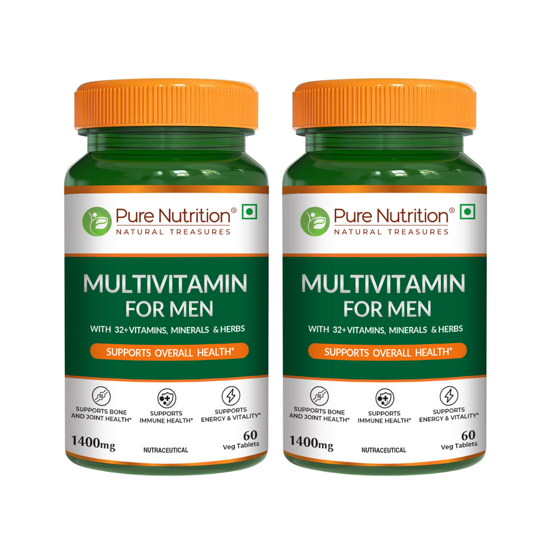 Multivitamin for Men - 60 Vegetarian Tablets | Daily Wellness with 32+ Vitamins, Minerals, and Herbal Extracts
