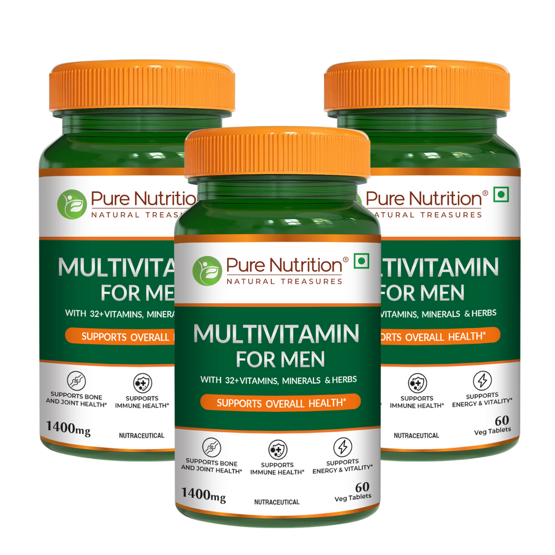 Multivitamin for Men - 60 Vegetarian Tablets | Daily Wellness with 32+ Vitamins, Minerals, and Herbal Extracts