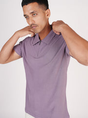 Monkstory Bamboo Cotton Zip-Polo Tee - Lilac
