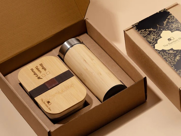 Bamboo Bottle Lunch Box Gift Set | Bamboo Gift Box | Sustainable Hamper