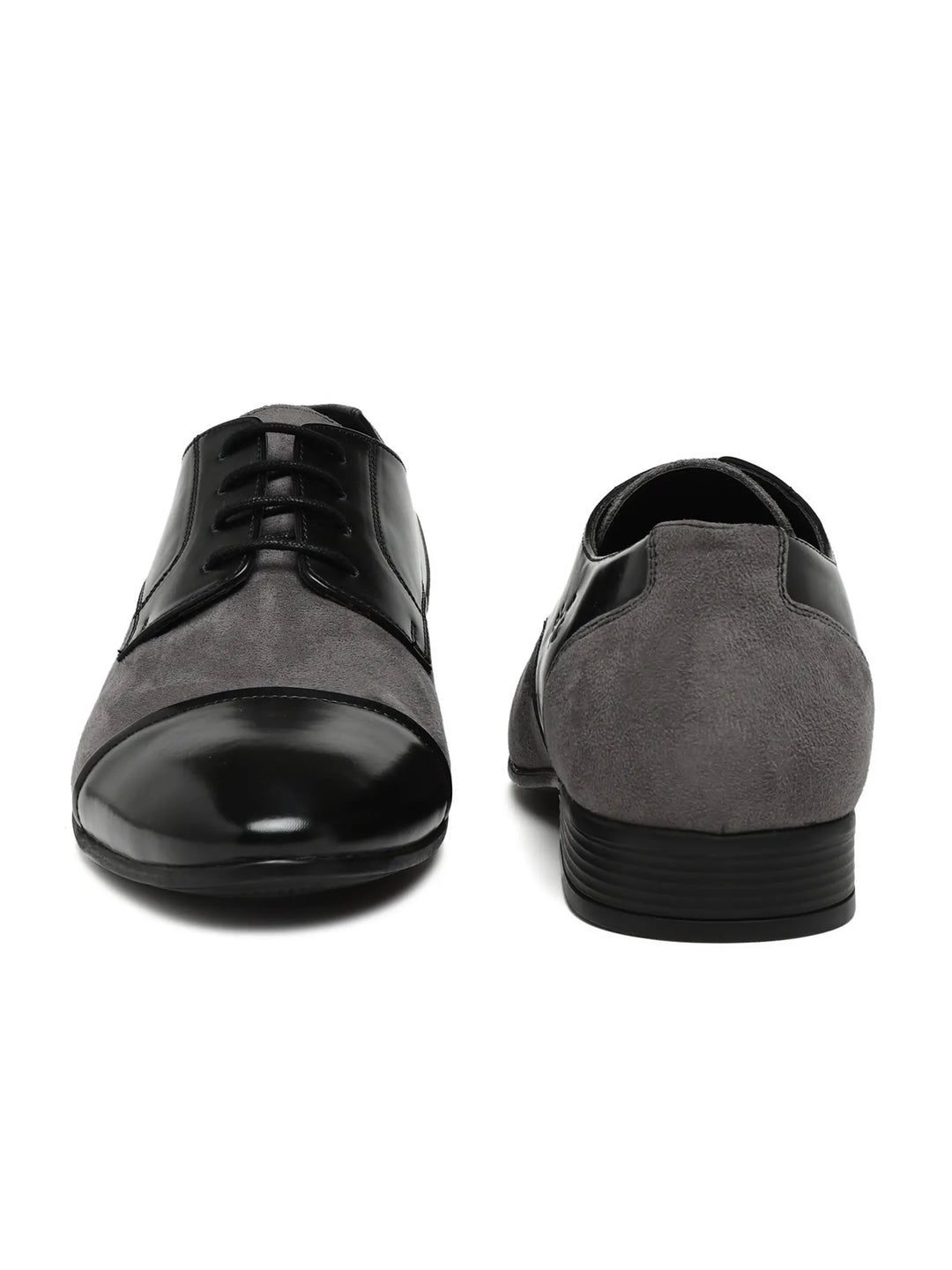 Cap-Toe Black & Grey Derby Shoes