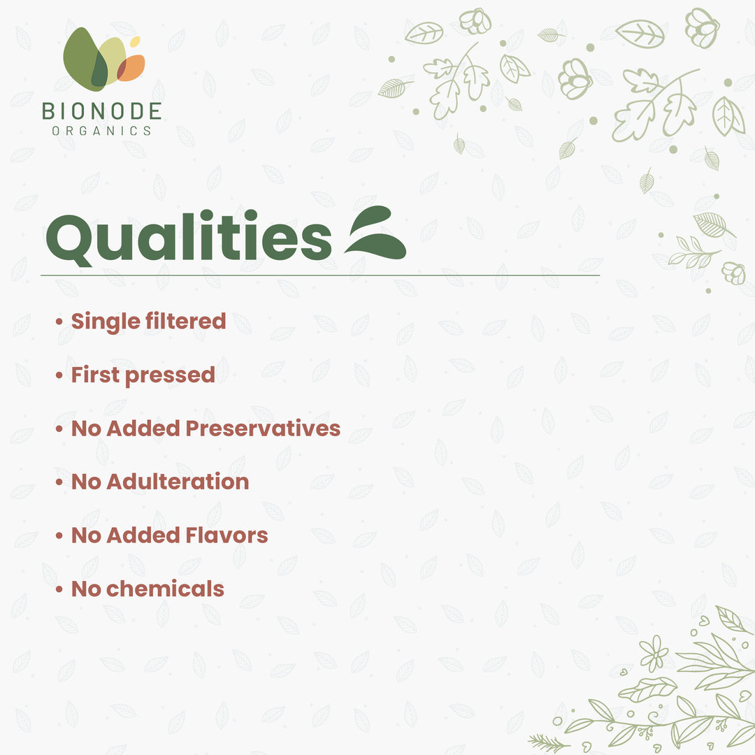 Bionode Organics Cold Pressed Groundnut Oil, Certified Organic – 1 Ltr Boosts Metabolism & Immune System, Monounsaturated Fats, Polyunsaturated Fats & Antioxidants (1liter)