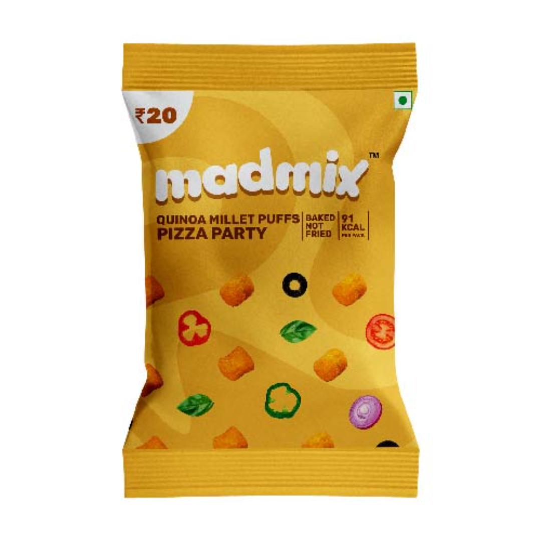 Madmix Quinoa Millet Puffs Pizza Party | Baked, Gluten-Free | 10 x 20 g