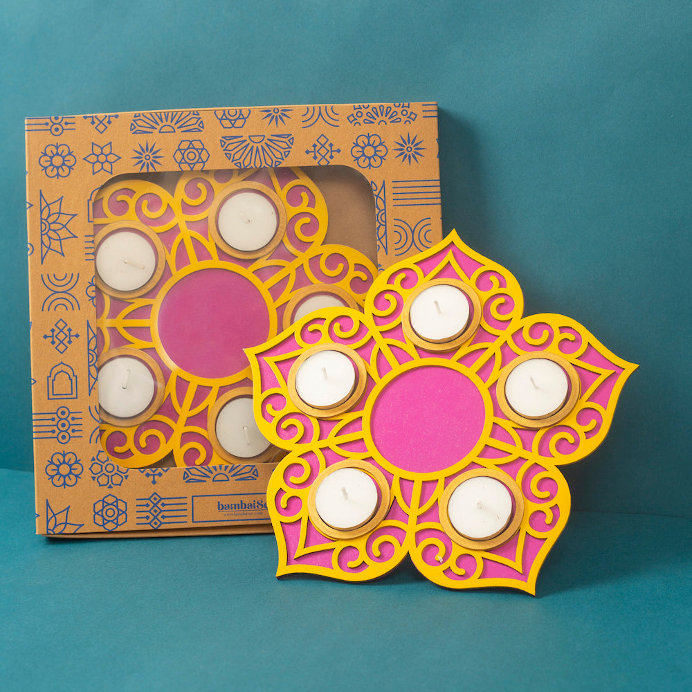 BambaiSe Rangoli Tlight Décor (Rani Pink)