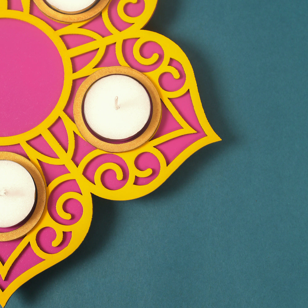 BambaiSe Rangoli Tlight Décor (Rani Pink)