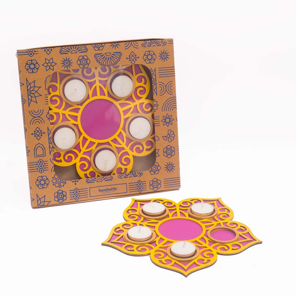 BambaiSe Rangoli Tlight Décor (Rani Pink)