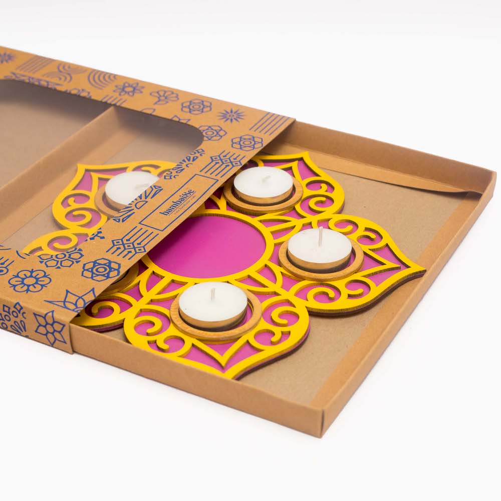 BambaiSe Rangoli Tlight Décor (Rani Pink)