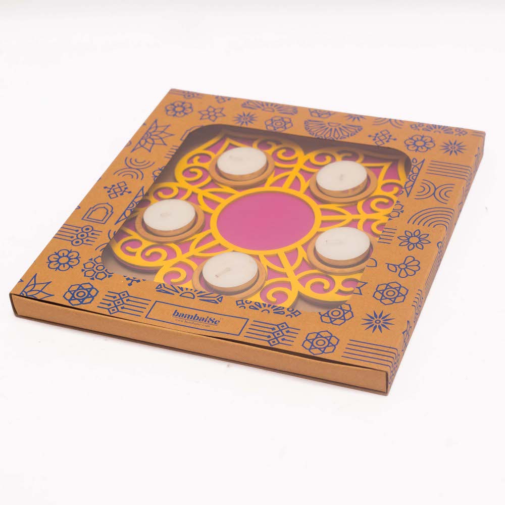 BambaiSe Rangoli Tlight Décor (Rani Pink)