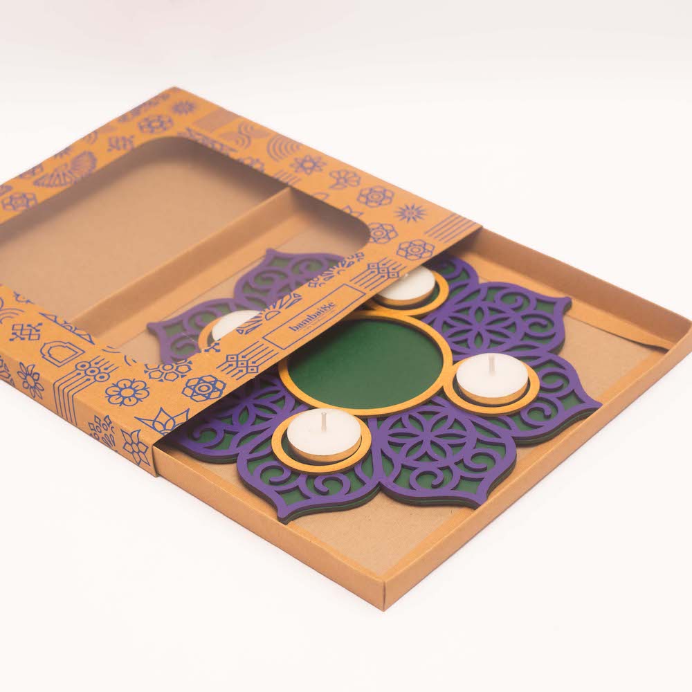 BambaiSe Rangoli Tlight Décor (Purple)