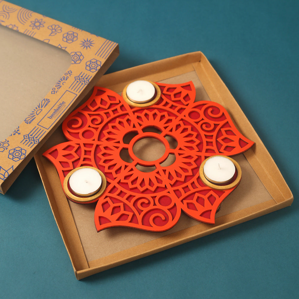 BambaiSe Rangoli Tlight Décor (Orange)