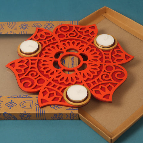 BambaiSe Rangoli Tlight Décor (Orange)