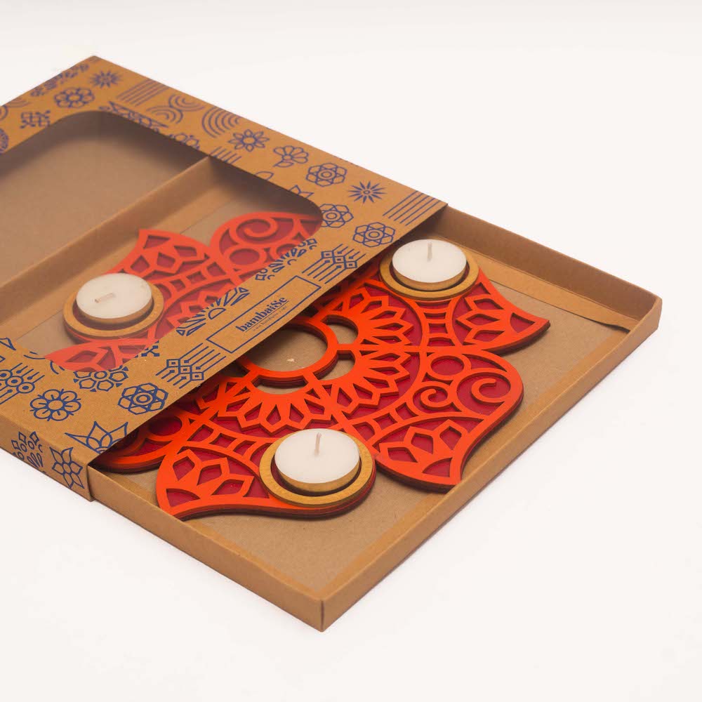 BambaiSe Rangoli Tlight Décor (Orange)