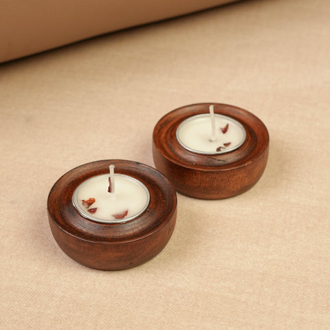 Radiance Ring Wooden T-Light Holder Set of 2 | Handcrafted | Made in Varanasi